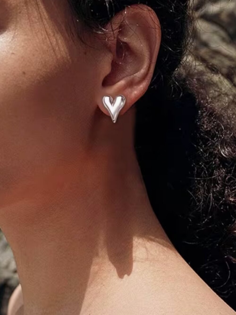 NEW Darla Silver Plated Puffy Heart Stud Earrings